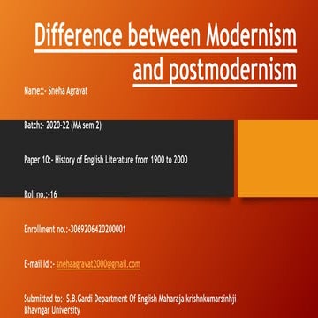 difference between modernism and Postmodernism 