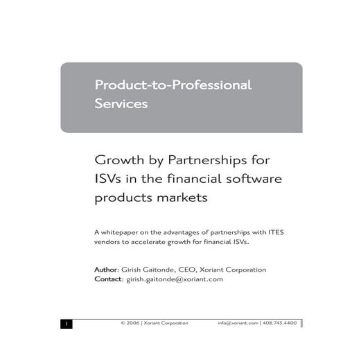 Growth by Partnerships for ISVs in the financial software products markets