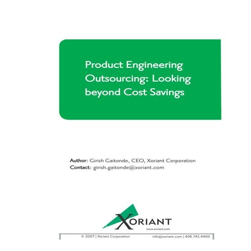 Product Engineering Outsourcing: Looking beyond Cost Savings
