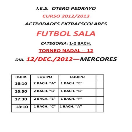 Xornada semanal 1 2 bach.
