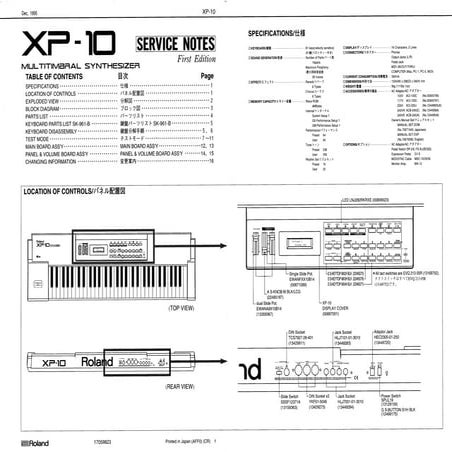Roland Xp-10 service manual keyboard