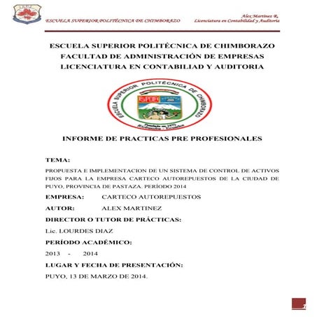 Informe practicas Pre Profesionales en Contabilidad