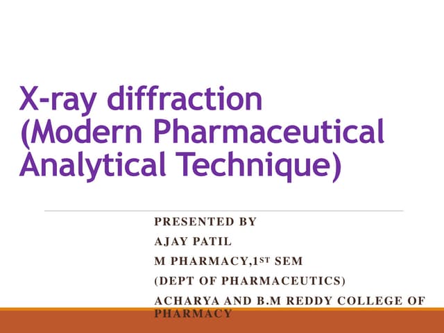 X Ray Diffraction Analysis 1st Mpharm Pdf X Ray Diffraction Analysis 1st Mpharm Pdf