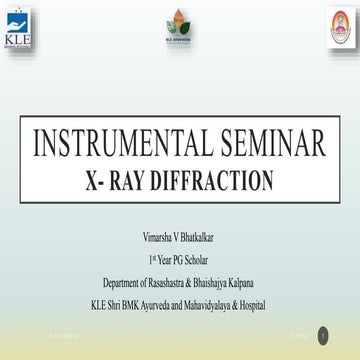 X-Ray Diffraction By  Dr Vimarsha Bhatkalkar
