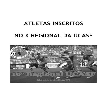 10º Regional UCASF - Atletas Inscritos