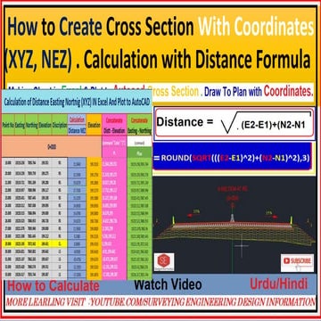 How to Create Cross Section With Coordinates(XYZ, NEZ).Calculation with Dista...