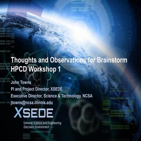 XSEDE at Brainstorm HPCD Jan2015
