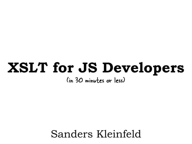 XSLT for Web Developers