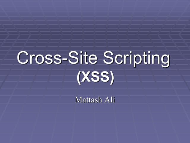 Cross Site Scripting