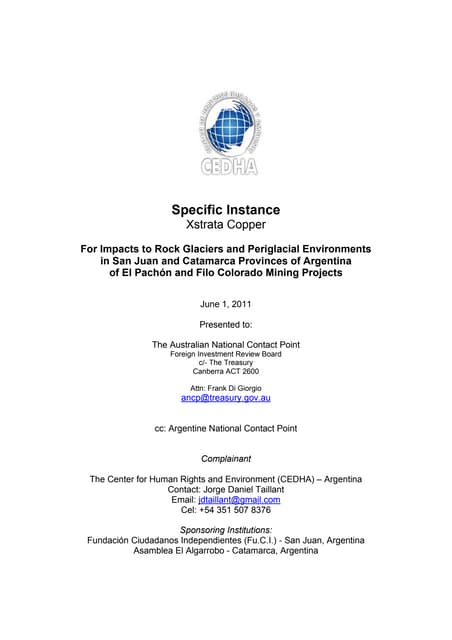 Xstrata Argentina OECD Complaint - June 2011