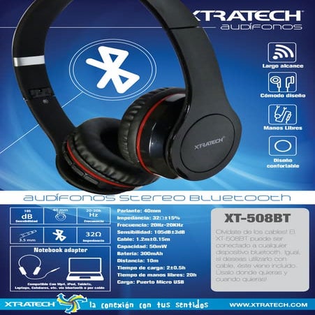 Audífonos bluetooth XTRATECH XT-508BT