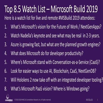 8.5 Things to pay attention to at Microsoft Build 2019 | PDF