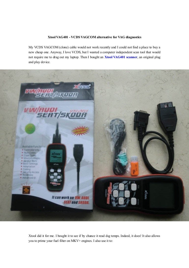 Xtool VAG401 - VCDS VAGCOM alternative for VAG diagnostics