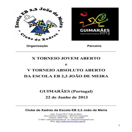 X torneio aberto escola joão de meira regulamento