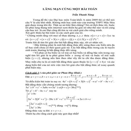 12 Cách giải cho 1 bài bất đẳng thức