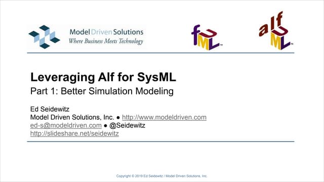 Leveraging Alf for SysML, Part 1: Better Simulation Modeling