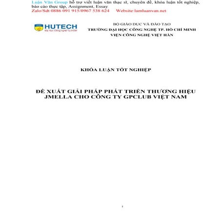 ĐỀ XUẤT GIẢI PHÁP PHÁT TRIỂN THƯƠNG HIỆU JMELLA CHO CÔNG TY GPCLUB VIỆT NAM