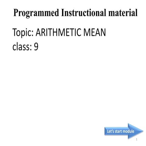 Programed instructional material: Arithmetic mean