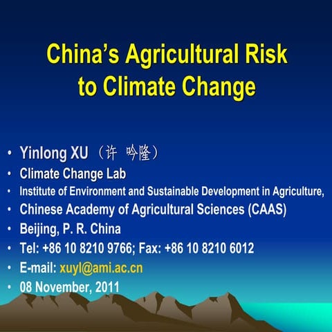 Xu Yinlong — Agricultural risk to climate change in china | PDF