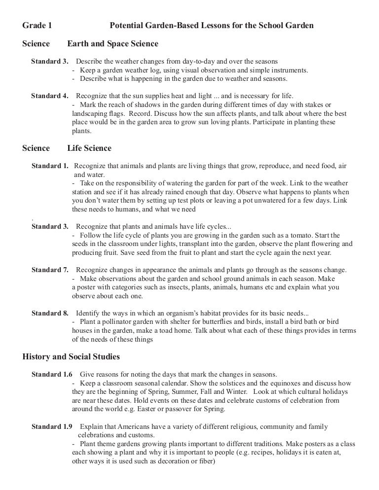 grade 1 school garden lesson plan potential garden based lessons