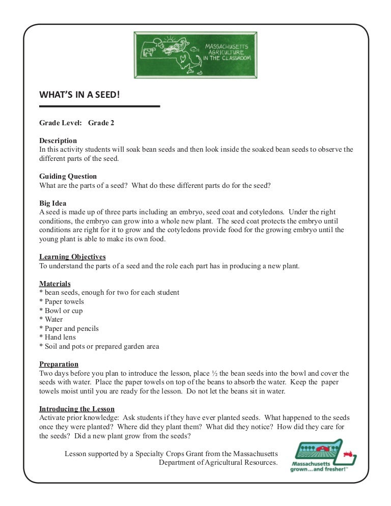 Grade 2 School Garden Lesson Plan Seeds Lesson What S In A Seed