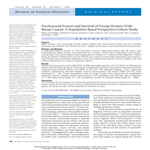 Xx psychosocial factors and survival of young women with