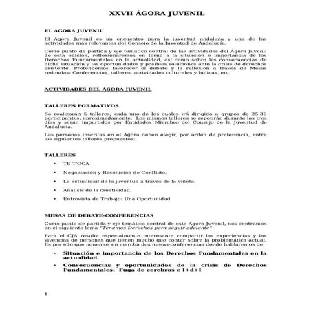 XXVII  agora juvenil