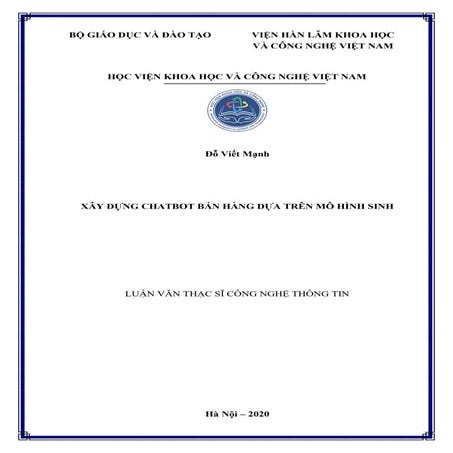 Xây dựng chatbot bán hàng dựa trên mô hình sinh luận văn thạc sĩ công nghệ th...