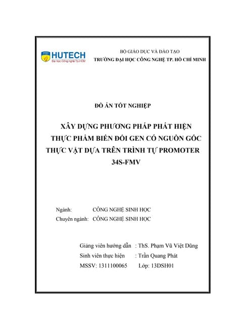 Xây dựng phương pháp phát hiện thực phẩm biến đổi gen có nguồn gốc thực vật d...