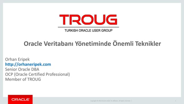 Oracle veritabanı yonetiminde onemli teknikler