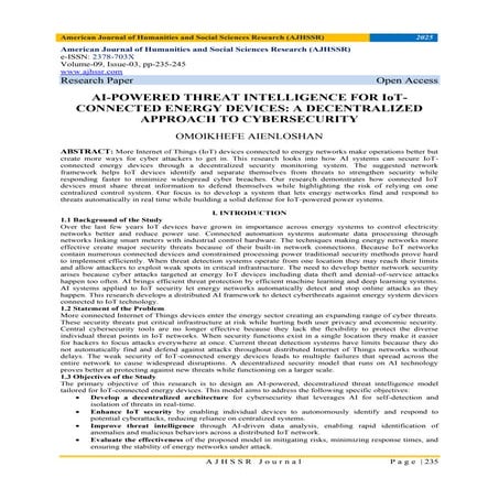AI-POWERED THREAT INTELLIGENCE FOR IoTCONNECTED ENERGY DEVICES: A DECENTRALIZ...