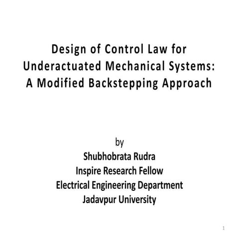 Formulation of Generalized Block Backstepping Control Law of Underactuated Me...