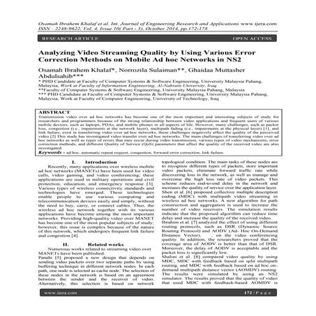 Analyzing Video Streaming Quality by Using Various Error Correction Methods o...