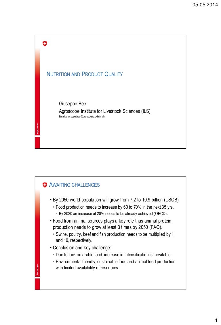 Sponsor Day on animal feeding: Nutrition and Product Quality