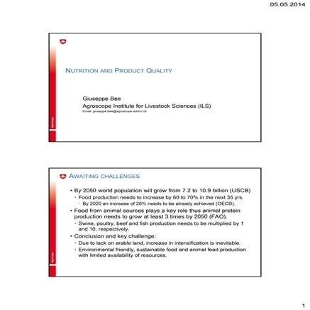 Sponsor Day on animal feeding: Nutrition and Product Quality