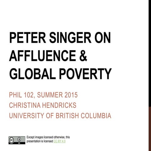 Peter Singer on helping those in poverty