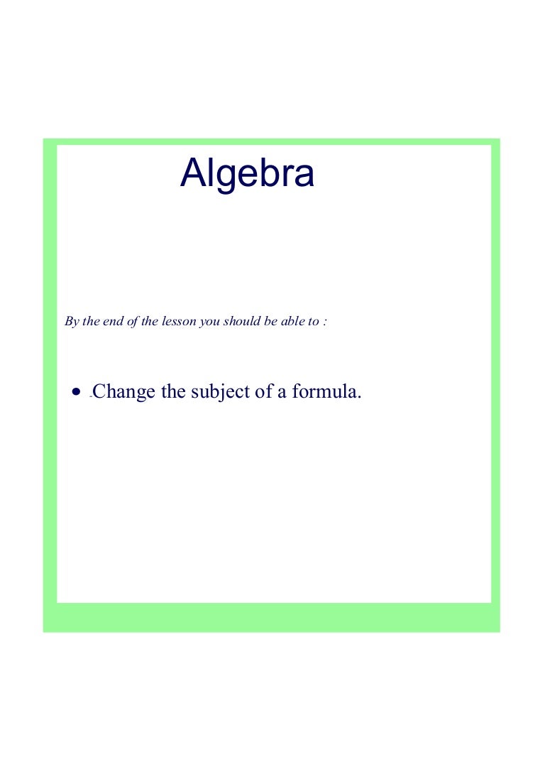 worksheet Changing The Subject Of The Formula Worksheet y9 algebra 1 change of subject