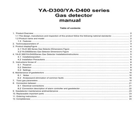 YA-D300 explosion proof gas detector manual.pdf