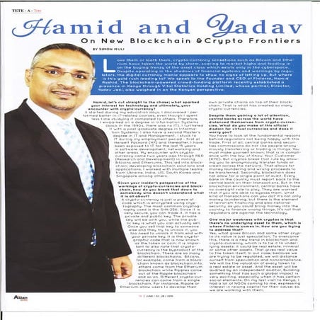 ASIAN WEEKLY FEATURES YADAV JANI & HAMID RASHID ON CRYPTOCURRENCIES AND ...