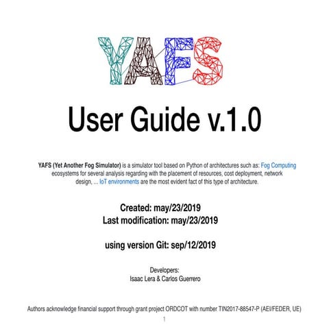 Yet Another Fog Simulator (YAFS) - user guide