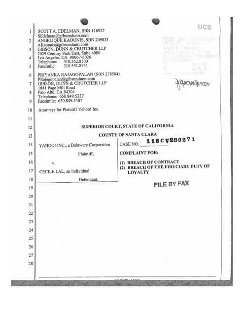 Yahoo's Lawsuit Against Former Empl...