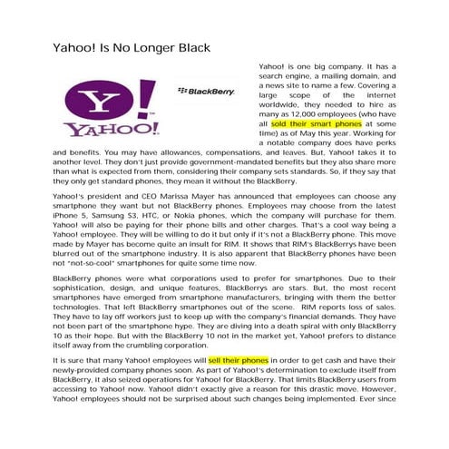 Yahoo disses Blackberry