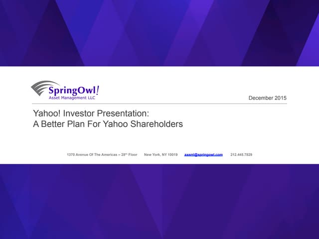 SpringOwl's 99 Page Presentation On How To Best Turnaround Yahoo!