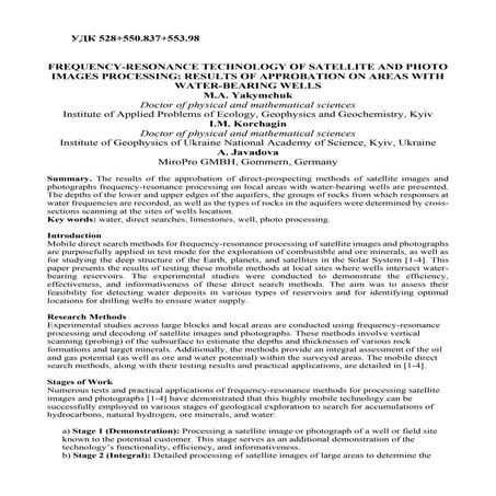 FREQUENCY-RESONANCE TECHNOLOGY OF SATELLITE AND PHOTO IMAGES PROCESSING: RESU...