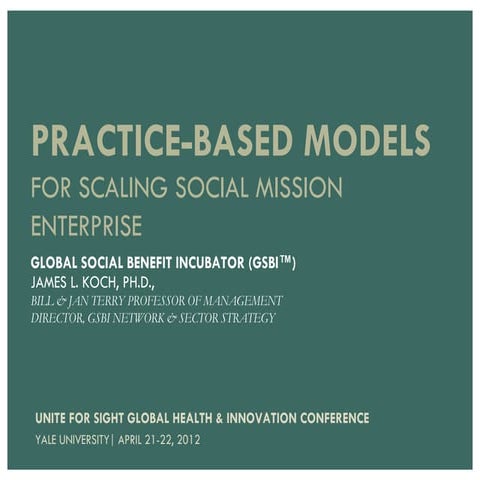 Practiced-based Models for Scaling Social Mission Enterprises