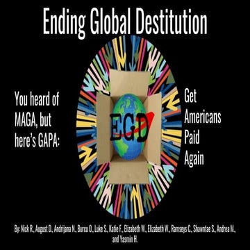 2019 Ambassador Leaders Community Action Plan - Ending Global Destitution