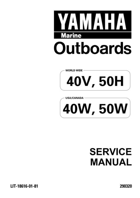 Yamaha outboard 40 vet, c40tr service repair manual l 921505 | PDF