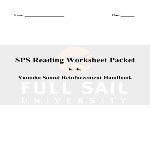 Yamaha Sound Reinforcement Worksheet
