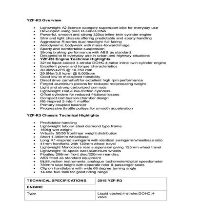 Yamaha YZF-R3 - Press Release