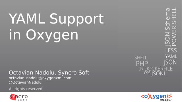 YAML Editing and Validation In Oxygen